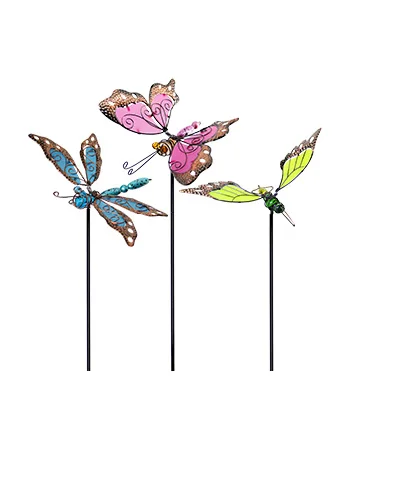 34 Inch Butterfly  Dragonfly Hummingbird Stakes Glow in Dark