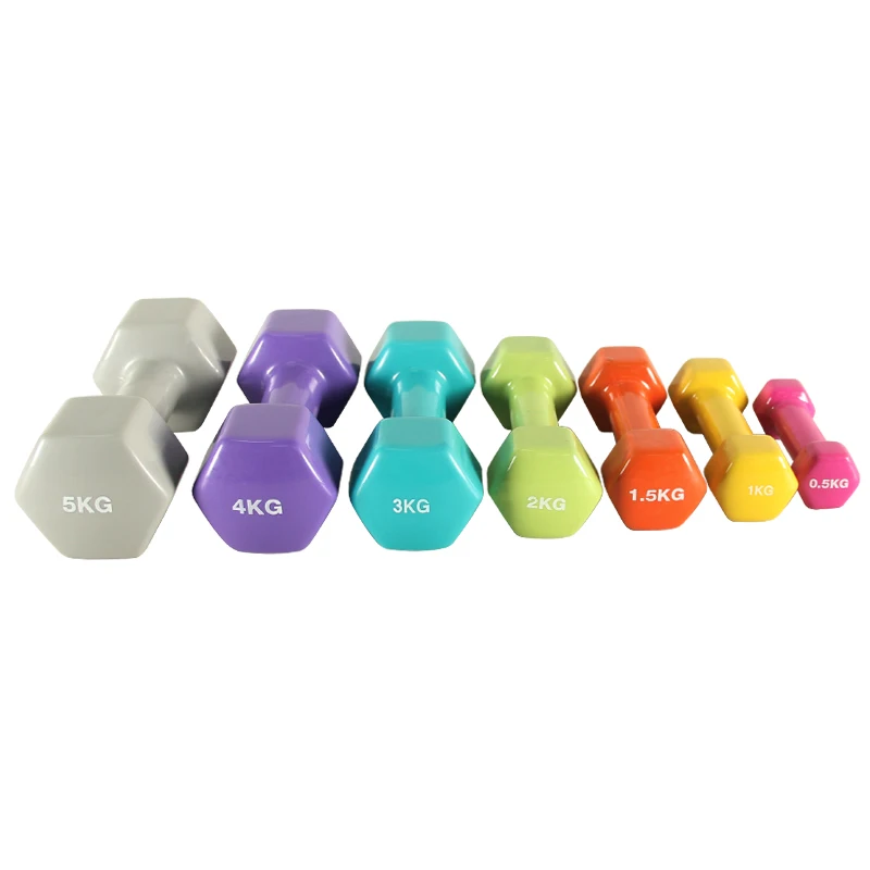 Wholesale 1kg 2kg Lbs Sport Dumbbell Women Colorful Hex Hand Weight  Dumbbell Set Vinyl Dipped Dumbbell