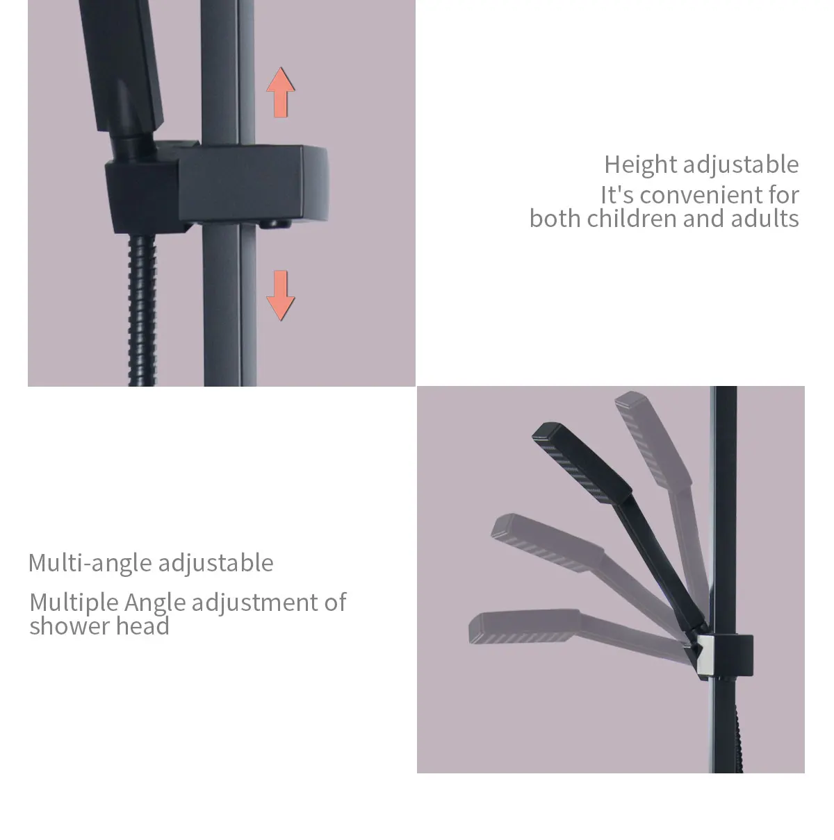 Modern Brass Square Dual Function Bar Valve Shower System - Black factory