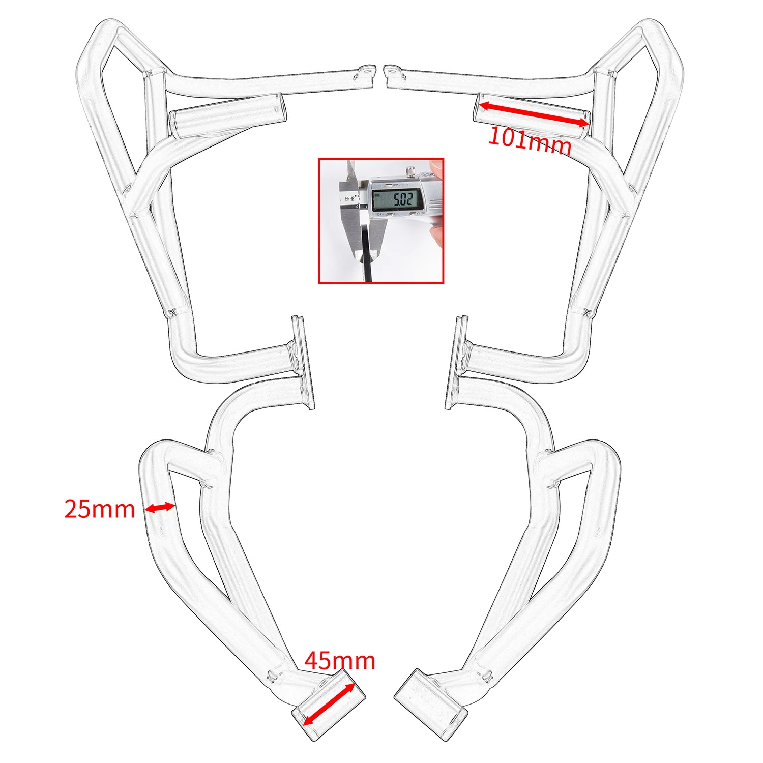 XXUN Motorcycle Engine Guard Crash Bar Frame Falling Protection Bumper Sliders for CFMOTO 450MT 2024