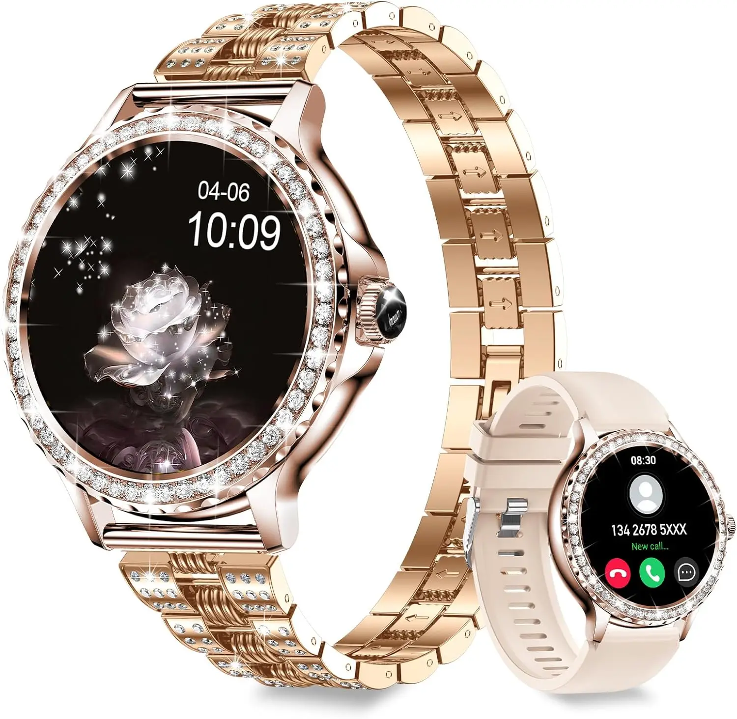 Relojes inteligentes F19 para mujer, alerta de llamada/mensaje
