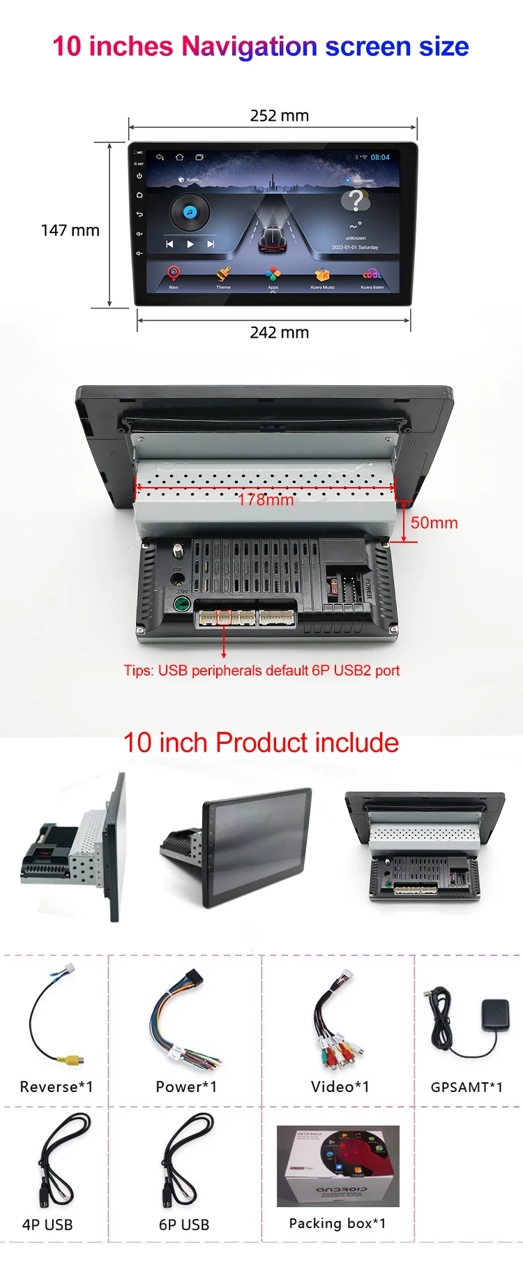 Android 12 Universal Touch Screen Gps Radio Stereo 10 Inch car video 1 Din Car Dvd Player With Screen carplay auto