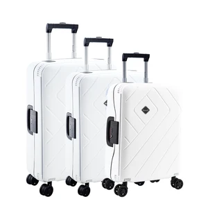 PP Fashion Unisex 3-Piece Suitcases Luggage Set with 20/24/28" Sizes TSA Lock Aluminum Trolley 4 Spinner Wheels Carton Packed