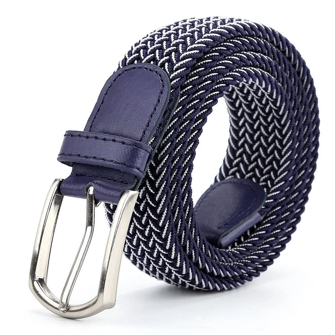 Custom Logo Knit Web Golf Stretch Fabric Braid Canvas Woven Elastic Belt for Men Women Golf Jeans Pants