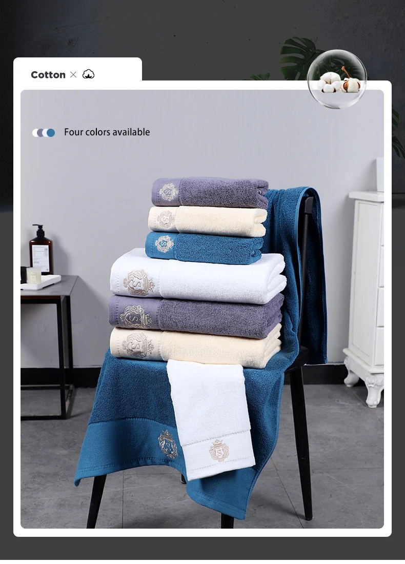 Five star hotel with three sets of pure cotton white products special home supplies towel bath towel details