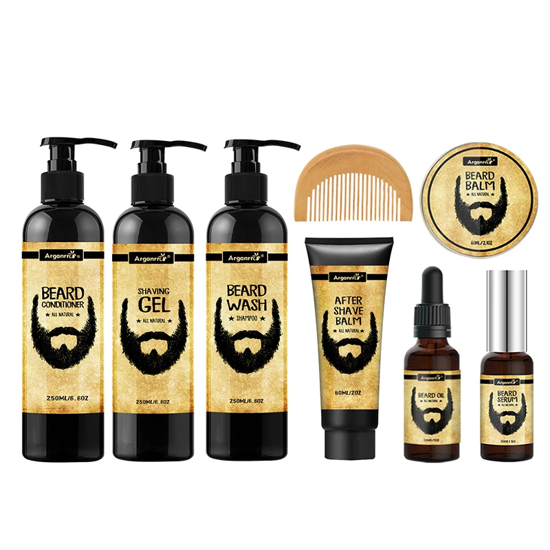 ARGANRRO within 48 hours ship out vegan cruetly free men natural beard care set help moisturize and soften
