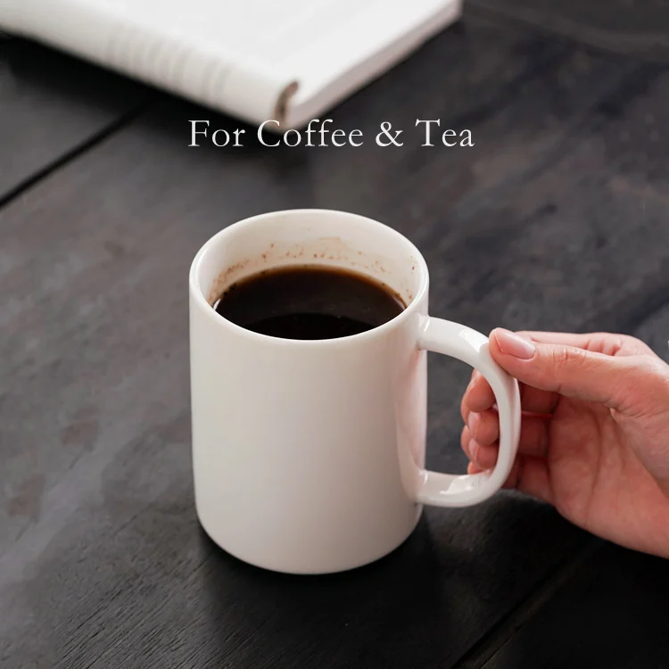 Custom Logo 500ml Large Straight Water Cup Ceramic White Luxury Coffee