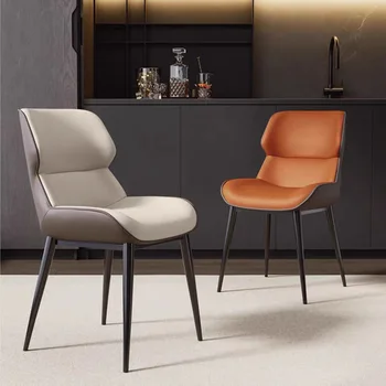 Nordic Style Light Luxury Dining Chair Modern Design Solid Metal Material MDF Backrest for Home Hotel Restaurant Use