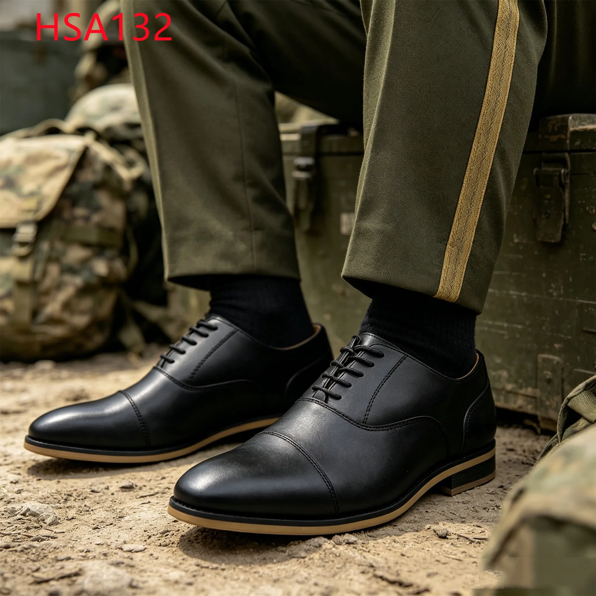 LXG,Business Attire Lace-up Pointed Toe Dress Shoes in Cambodia Client Visit Wood-grain Rubber Sole Office Uniform Shoes HSA132