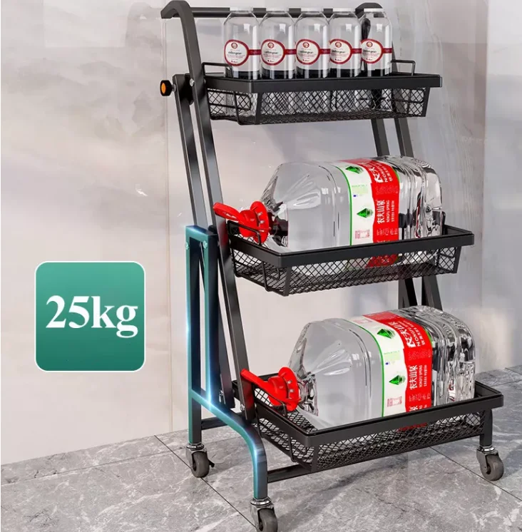 3 Tier Kitchen Vegetable Storage Rack - Folding Trolley