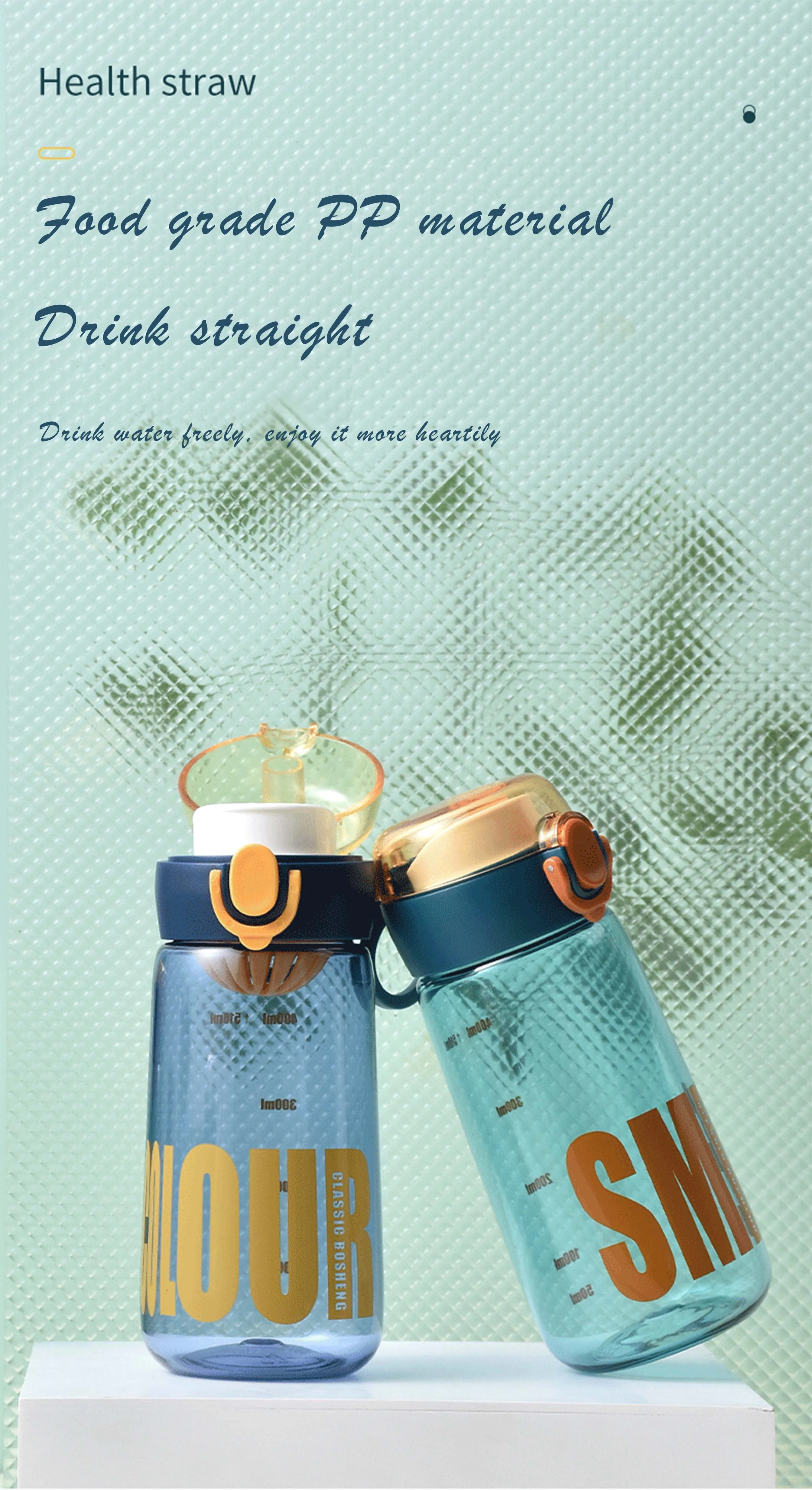 High-Temperature Resistance Portable Plastic Water Bottle Large Capacity Direct Drinking for Students Children Adults Gym Travel