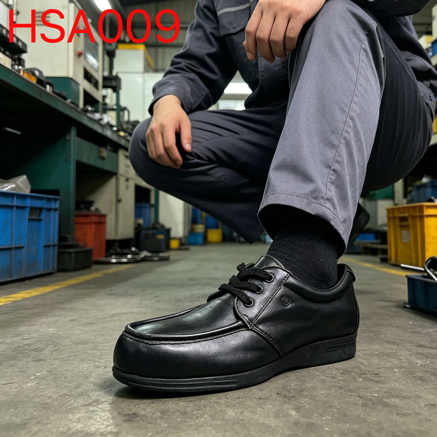 YYR, Calzature di sicurezza per ispezioni in cantiere, scarpe da lavoro per manager con punta in acciaio, realizzate in pelle pieno fiore, adatte alla linea di produzione HSA009