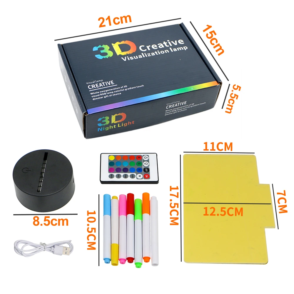 Message Board Lamp With 7 Colors Erasable Markers Rewritable Light