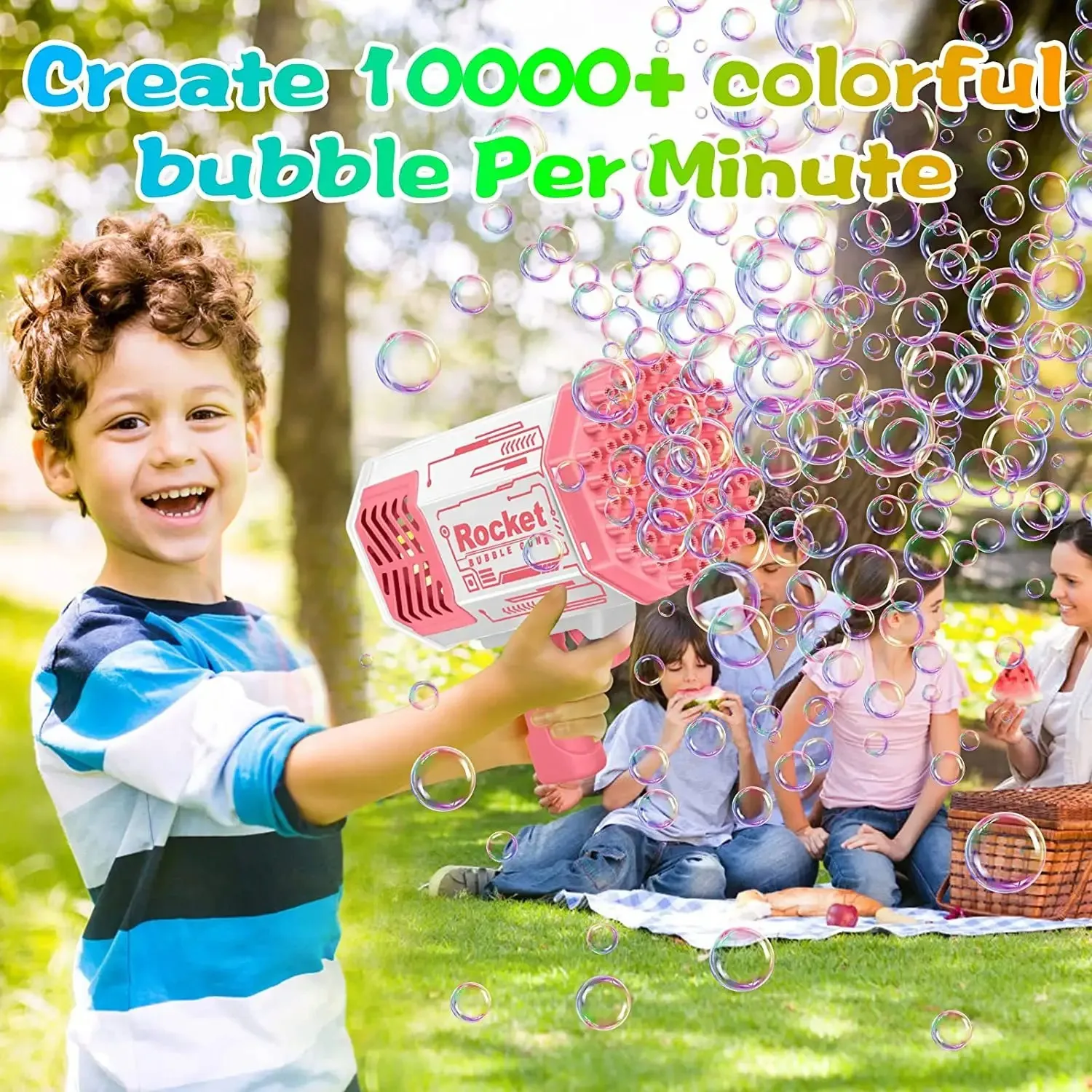 69 Hole Rainbow Bubble Gun Children's Toy Rocket Launcher Hand-held ...