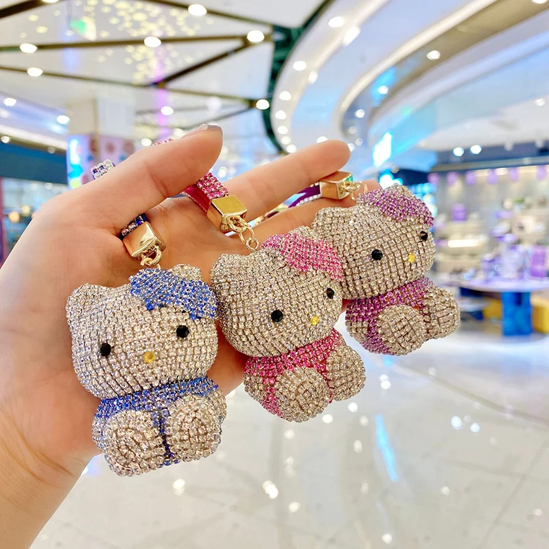 Dickmon Cute Cat Bling Key Ring Cartoon Character Diamond Key