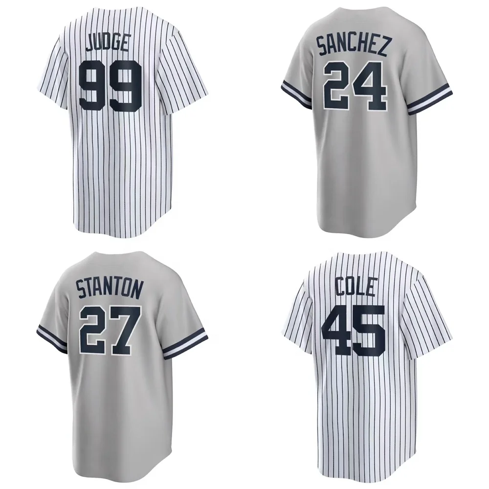 Wholesale Customize Men's New York City Baseball Jersey #2 Derek Jeter #99  Judge #45 Cole cheap White Stitched Uniform High Quality From m.