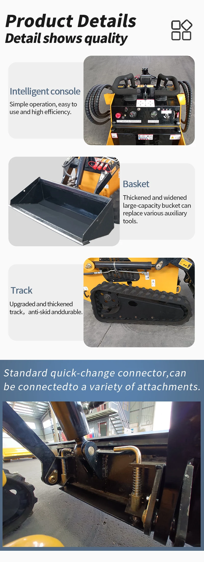 17.2kw HAOHONG Used Mini Skid Steer Loader HHSK-23 High Efficiency