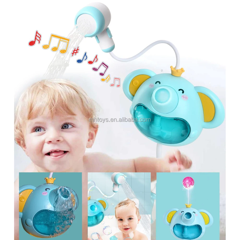 Kids Bath Toys Elephant Water Spray Toy Interactive Shower, Blue