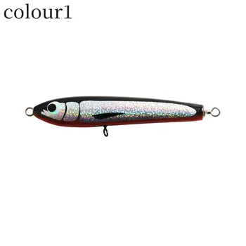 Metal Printed Wooden Floating Pencil Bait 16cm 45g Sea Fishing Deep Sea Golden Gun GT Cattle Port Luya with Hooks – Metal Jig – view 2