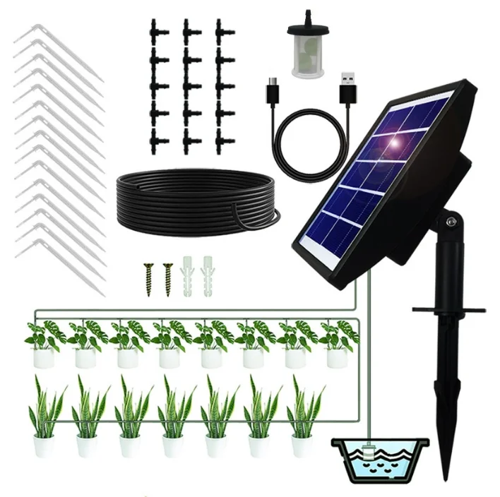 15 Pots Garden Drip Irrigation Kit Intelligent Timed Solar Automatic ...