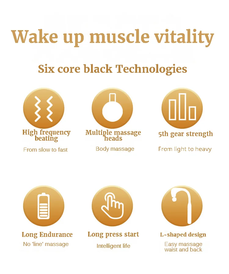 HEZHENG New Extended-Handle Massage Gun Back Powerful Percussion Fascia Gun Muscle Fatigue Relaxing Massage Device