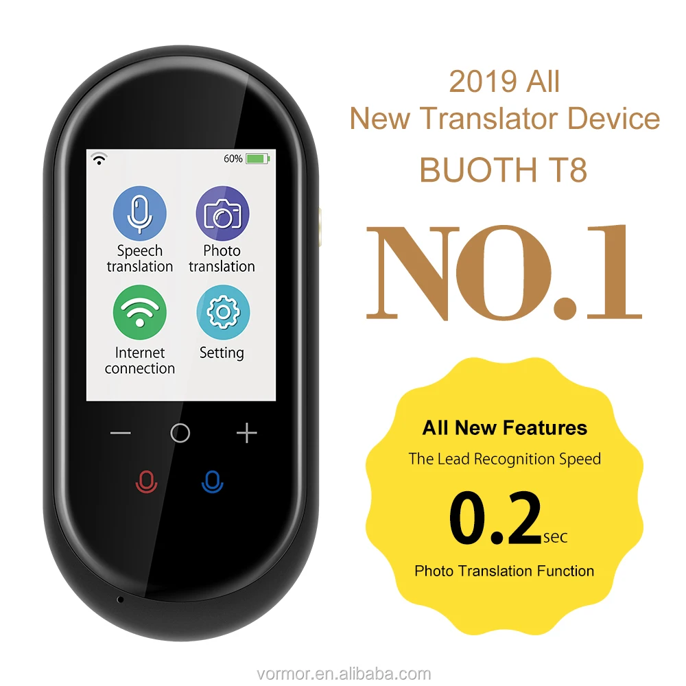 VORMOR T8ハイエンド音声翻訳デバイス多言語翻訳2.4インチWiFiと