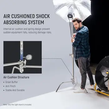 NEEWER C Stand with Boom Arm Pro 100% Stainless Steel Air Cushion Heavy Duty Photography Light Stand detail image