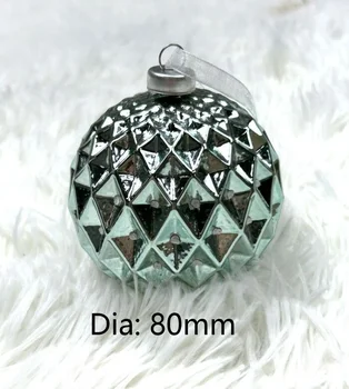 4pcs 80mm Ball + 2pcs Icicle  Christmas Glass Ornaments Decorative Hanging Christmas Ornaments Bauble Set with Glitter & Bead