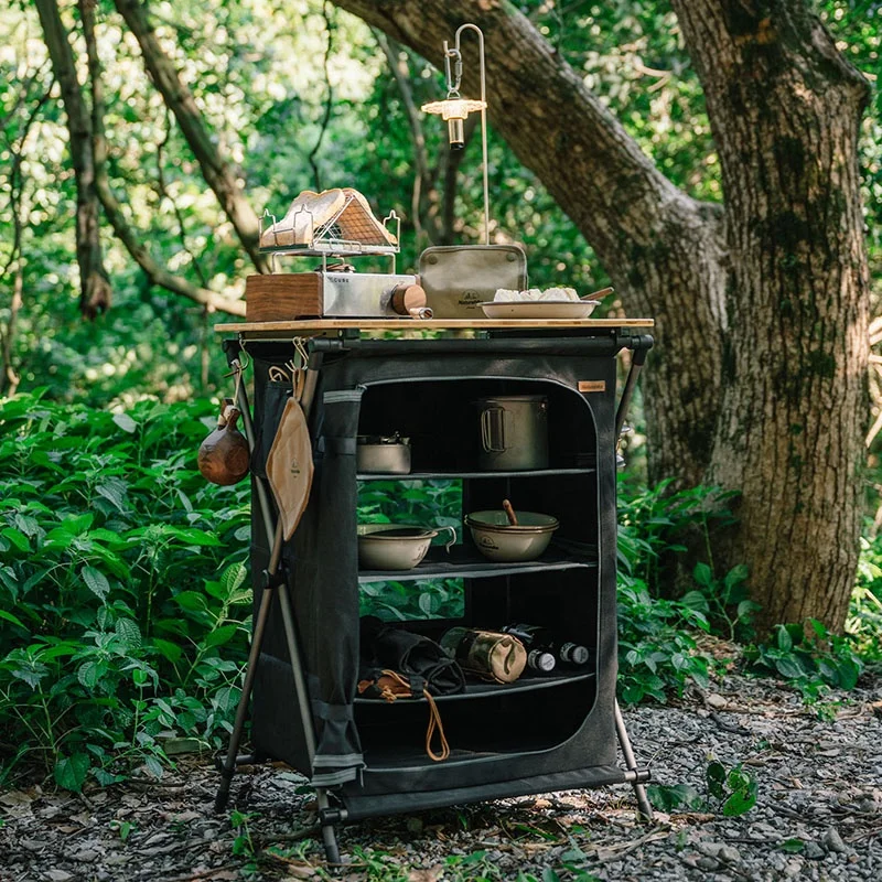 Naturehike utendørs camping kjøkken stativer Picnic grillbord sammenleggbar multifunksjonell hylle