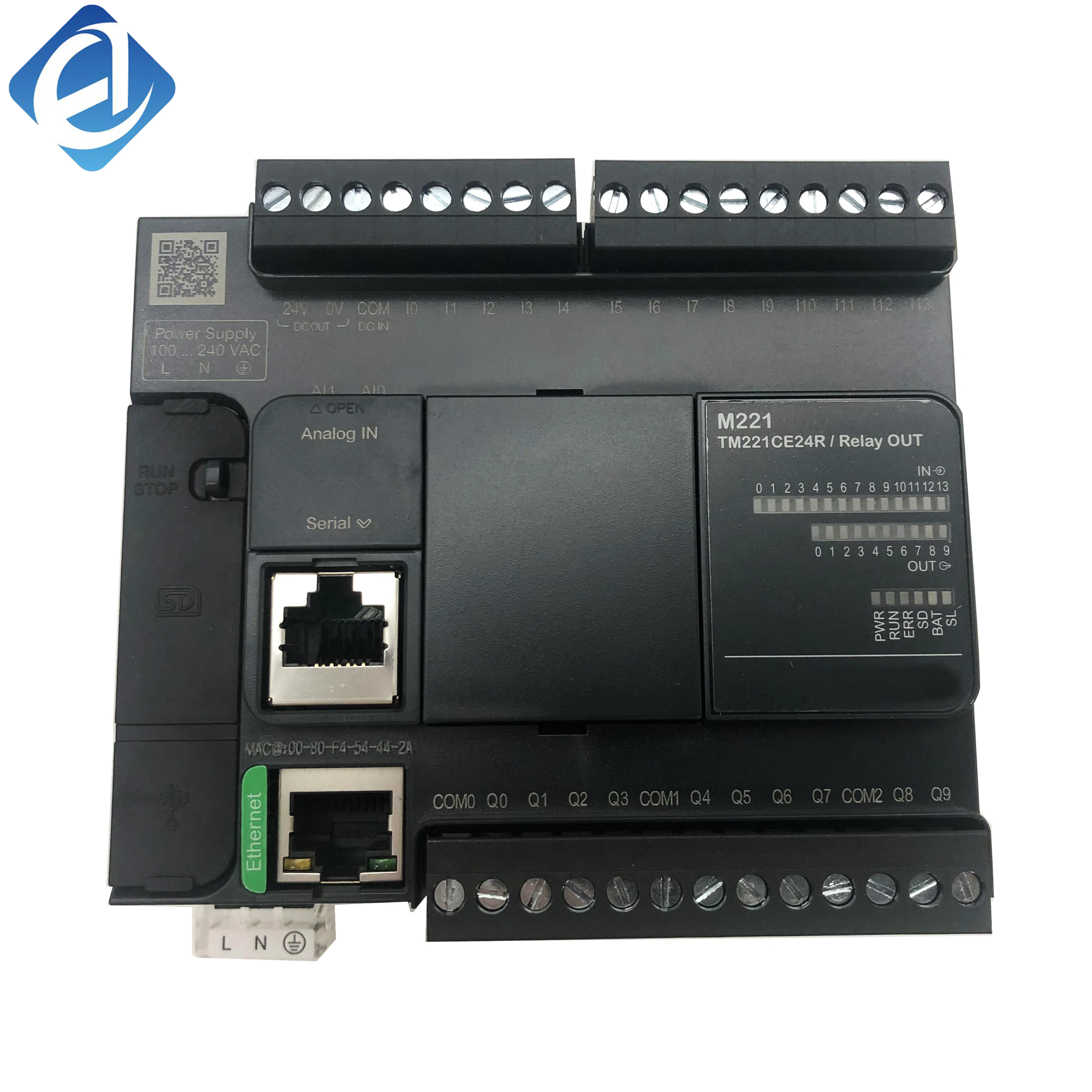 New Original TM221CE24R Modicon TM221 PLC. 24 relay I/O points, built-in Ethernet communication, stable logic operation, easy expansion and wiring, strong anti-interference, suitable for small automation equipment 