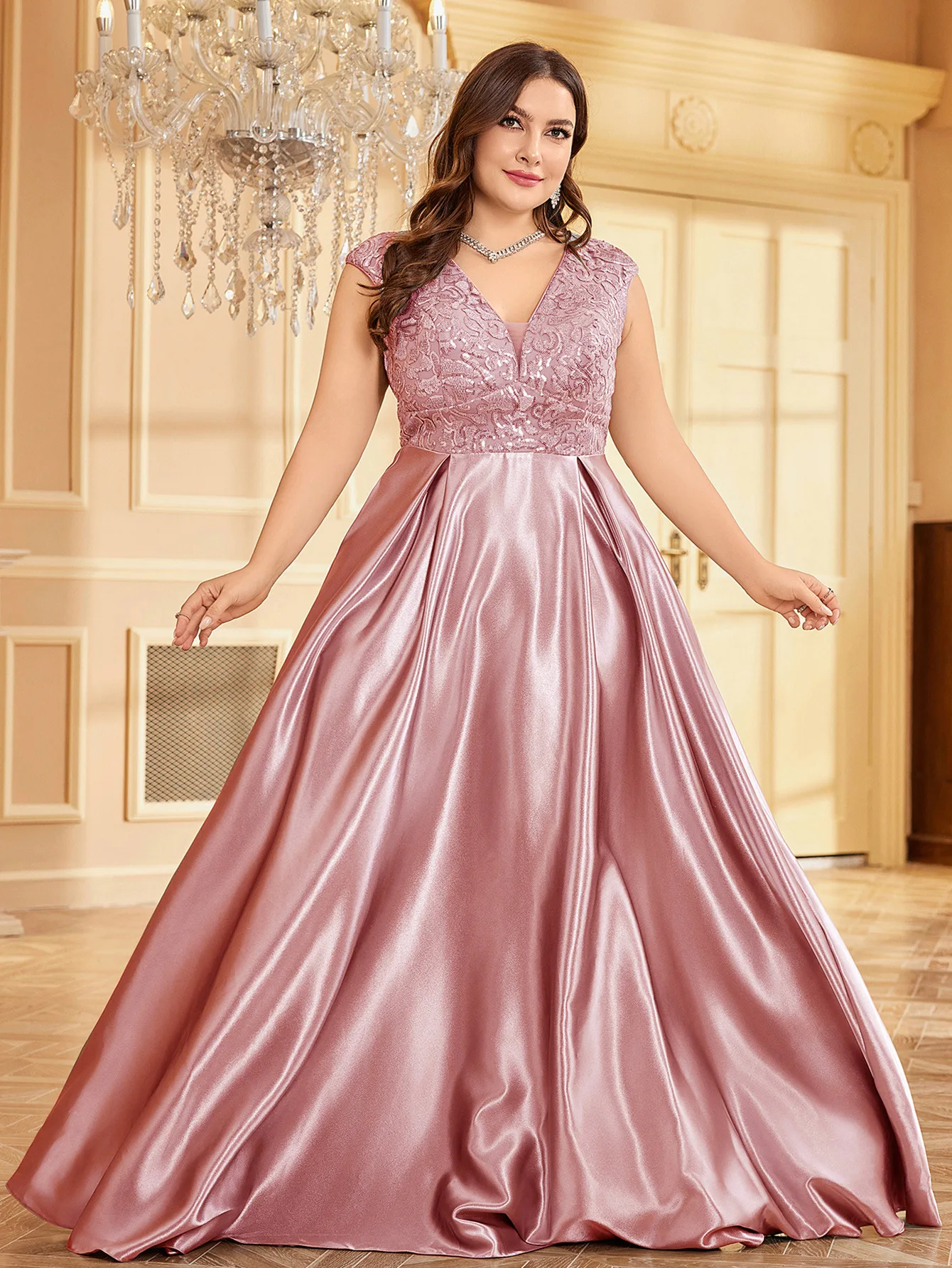 Satin Dress V Neck Plus Size Formal Dresses 5x Large Size 5x
