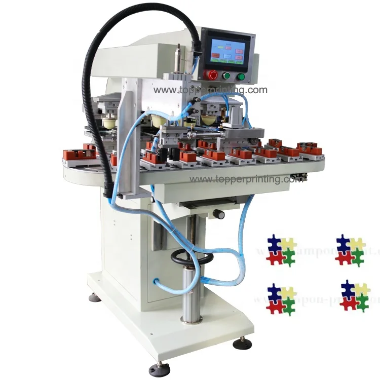 Semi Auto Turntable Tampography Watch Dial Toys Button 6 Color Pad Printer Printing Machine
