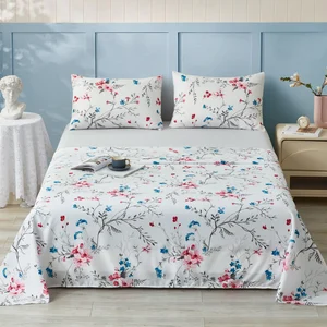 King Size Fitted Printed Bed Sheets Set of 4-Piece Sheets Polyester Microfiber Bedding Sheets 4 Pcs Set