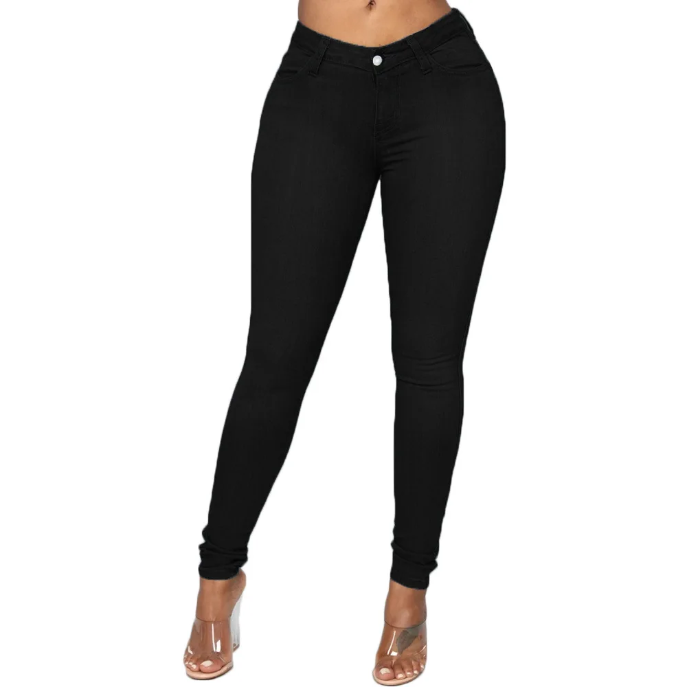 Pantalones Vaqueros Clásicos Ajustados Para Mujer,Jeans De Cintura  Alta,Ajustados,Pitillo,Elásticos - Buy Mujer Vaqueros,Pantalones Vaqueros  De Cintura Alta,Denim Pantalones De Lápiz Product on Alibaba.com