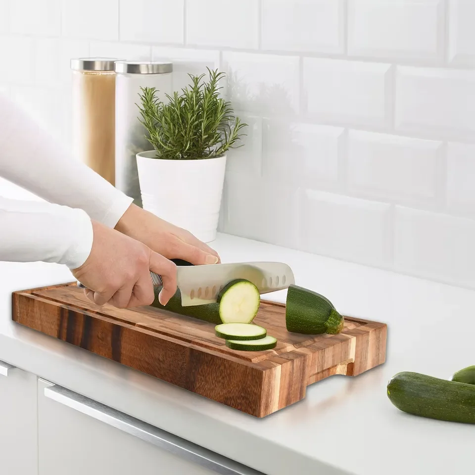 Large Thick End Grain Acacia Wood Butcher Block Reversible Cutting