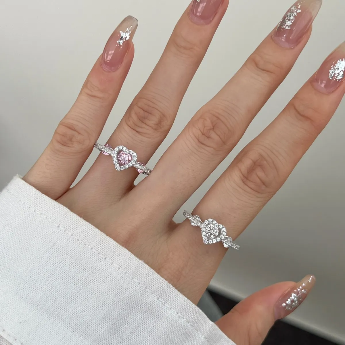 KAKODIY Elegant 925 Sterling Silver Heart Pink Ring Cubic Zirconia Promise Wedding Engagement Ring Jewelry for Women Gifts detail 2
