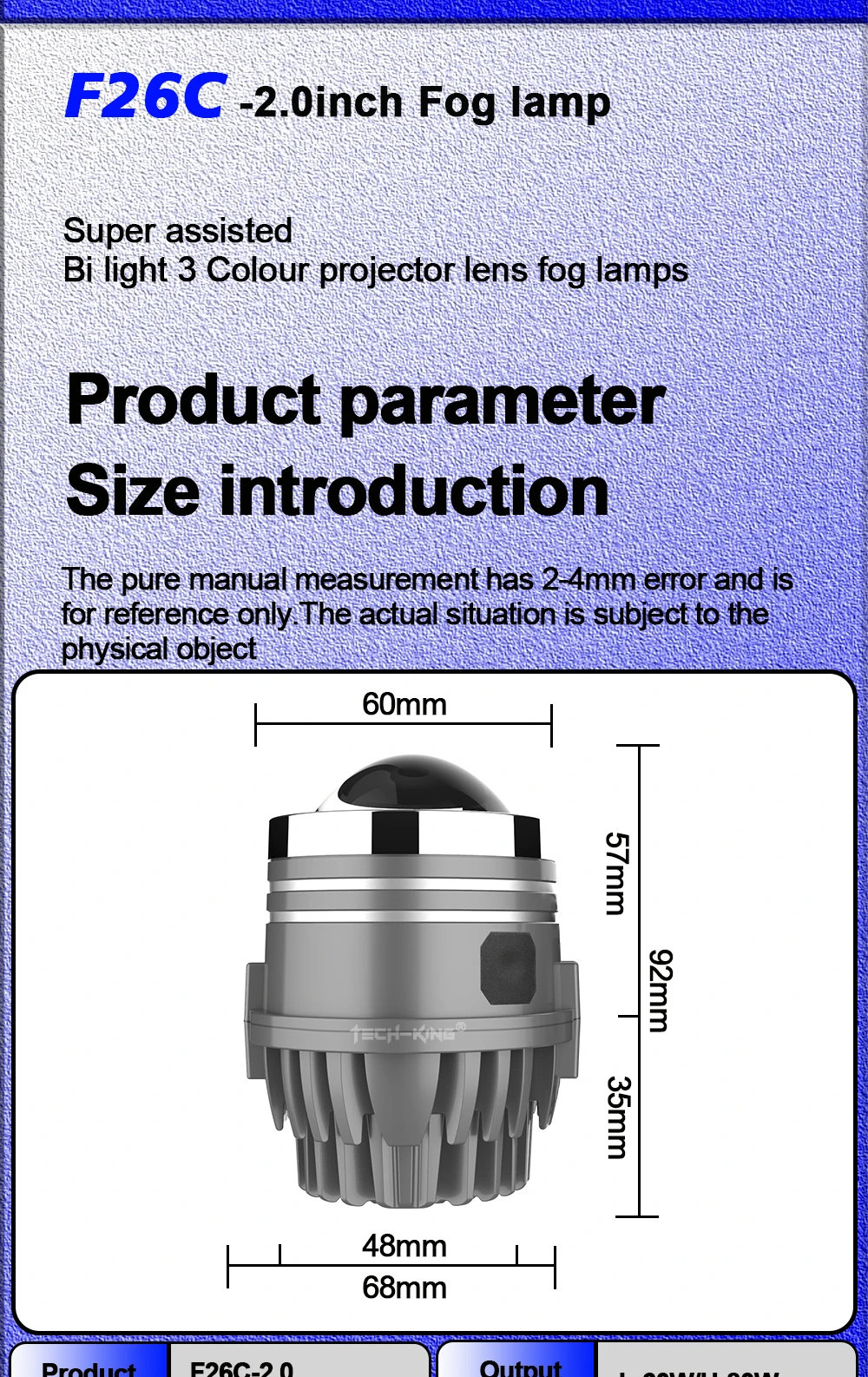 Universal 3 colors 2 inch 80W Bi LED projector lens fog lights Retrofit kit For Toyota For Nissan For Honda laser fog light