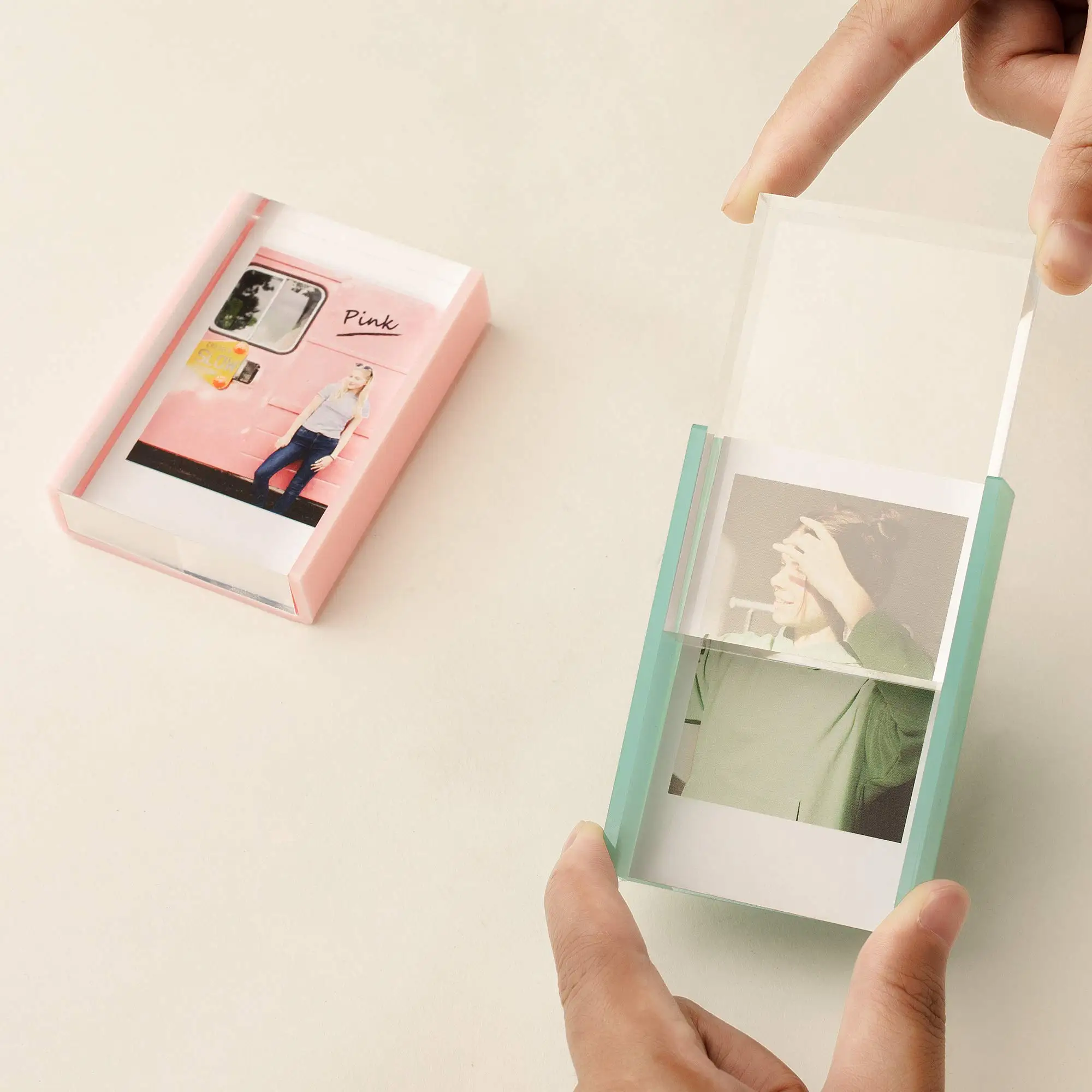 Tabletop Acrylic Frame 2X3 Inch Fujifilm Instax Mini Sliding Polaroid Frames for Desktop Tabletop, Polaroid Picture Frame