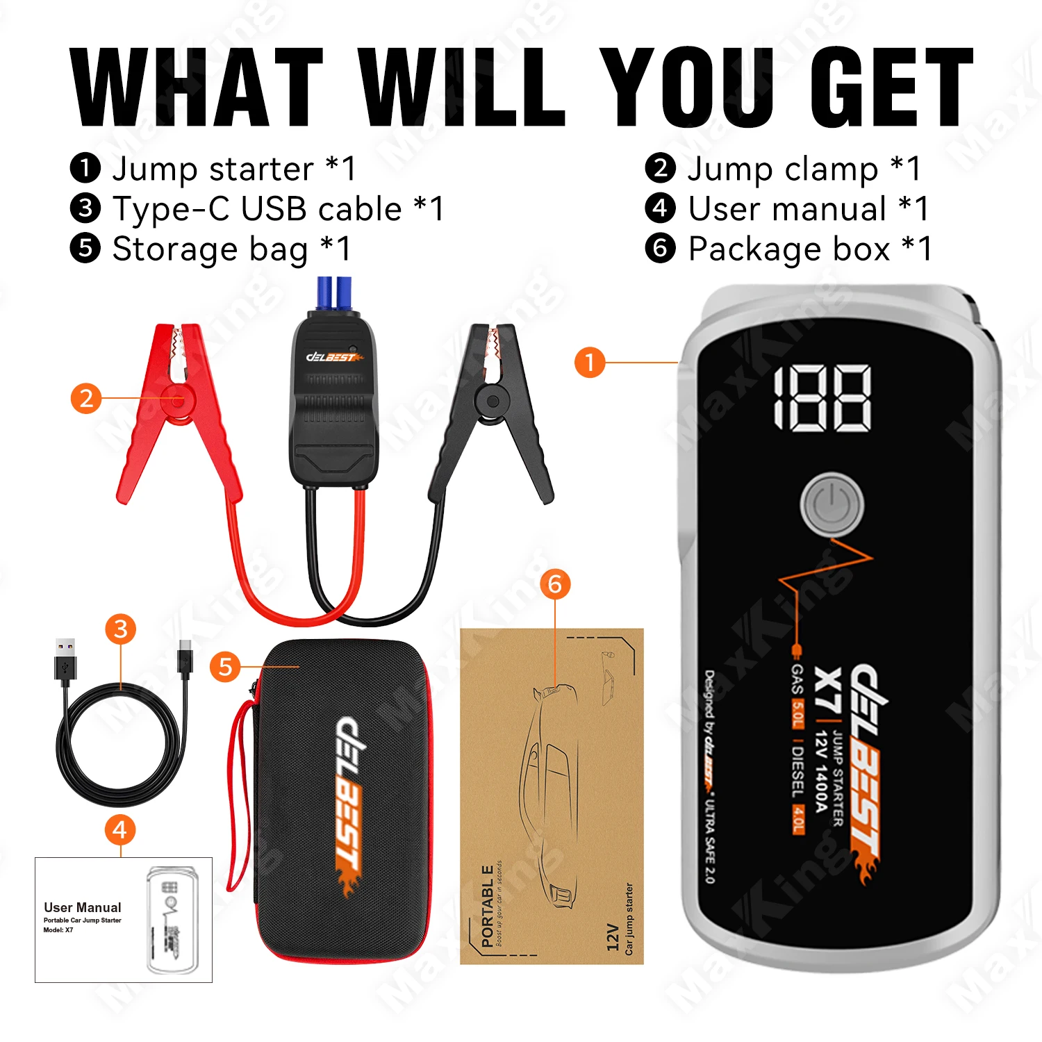 Mini Mobile 18800mAh Snap on Jump Starter Battery Booster Pack Car 12V