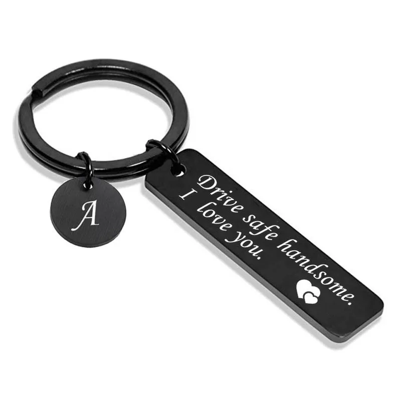 Drive Safe Keychain A-Z 26 Initials Lettering Key Chain Birthday Christmas Father's Day Gifts for  Men Women Husband Boyfriend