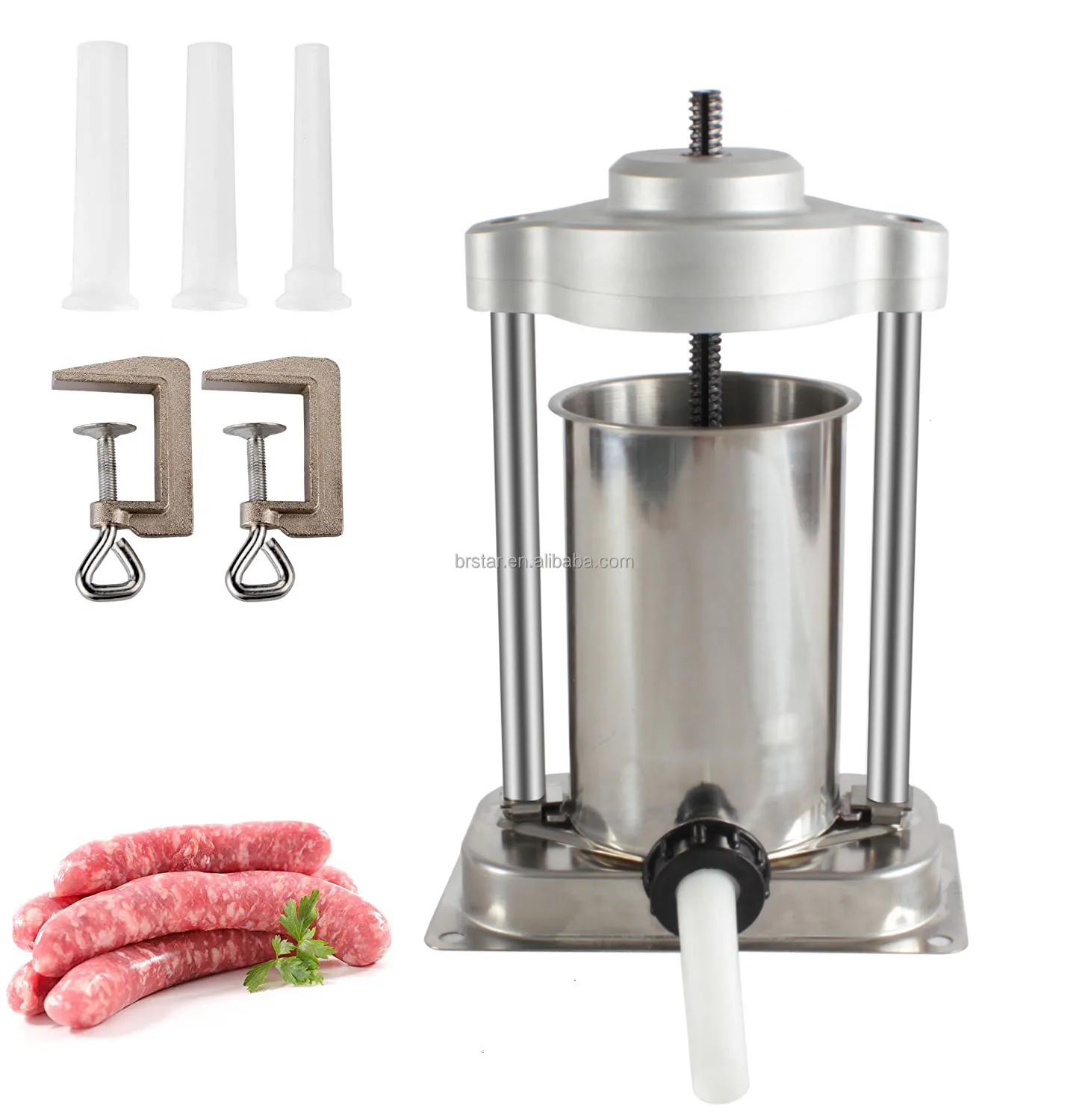 Sausage Stuffer, Stainless Steel Homemade Sausage Maker Meat Filling  Kitchen Machine, Packed Stuffing Tubes (5LBS Stainless Steel)