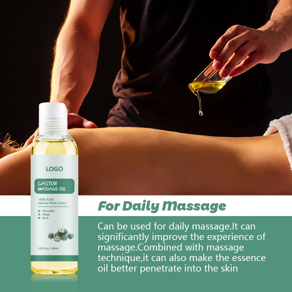 Premium Castor Seed Oil for Asian Massage - 100% Pure Natural Plant Extract, Cold Pressed Carrier Oil, Hexane Free | OEM 100mL