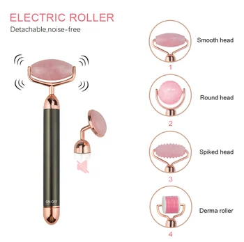 Electric Vibrating Rose Quartz Jade Face Roller Massager