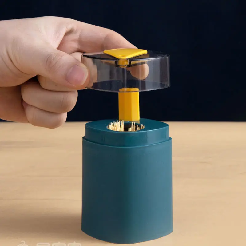 2022 Household Automatic Storage Toothpick Dispenser Dinning Table Decor Press Type Toothpick Holder