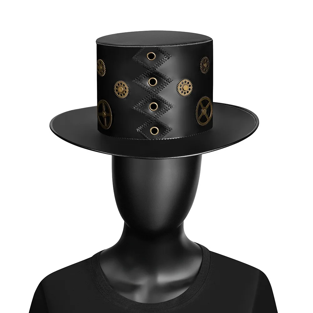 Pu Leather Costume Punk Magician Black 
