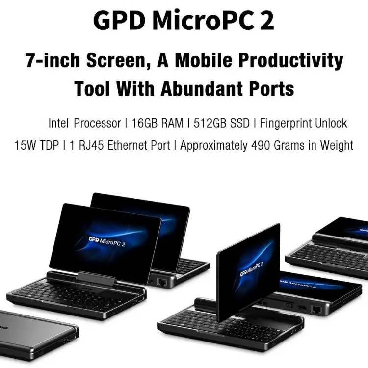 GPD MicroPC 2: Portable Handheld Gaming PC, 16GB RAM, 512GB