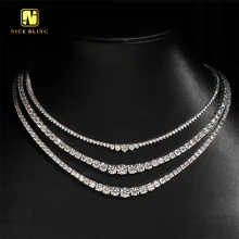 GRA Certificate 2mm 3mm 4mm VVS Moissanite Tennis Chain 925 Silver Hip Hop Jewelry Bracelet Necklace Iced Out Diamond Link Chain