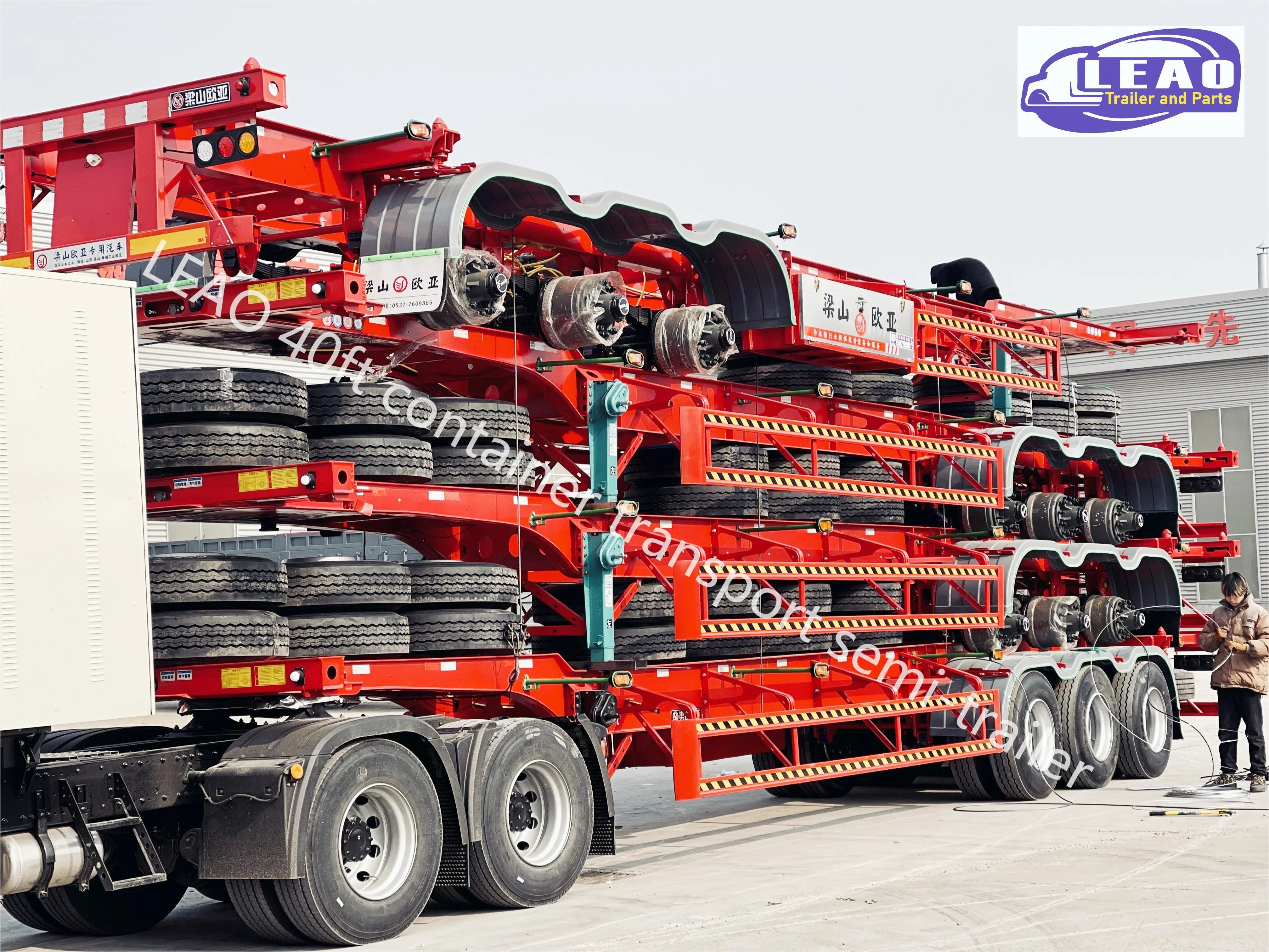 Поставка с завода Liangshan 2/3 оси 20 футов/40 футов каркас рамы/Платформа контейнерный шасси прицеп закрученными замками