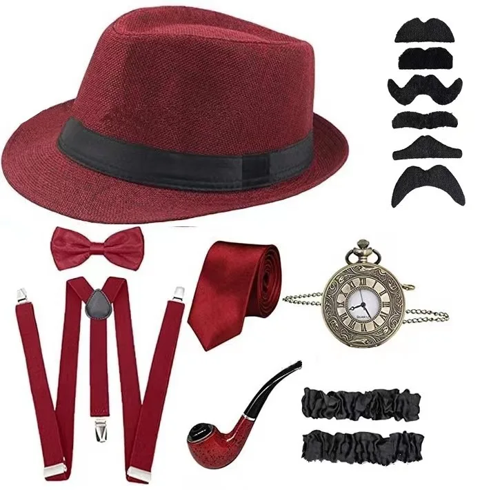 The Great Gatsby Cosplay Costume 1920s Mens Gangster Accessories Set