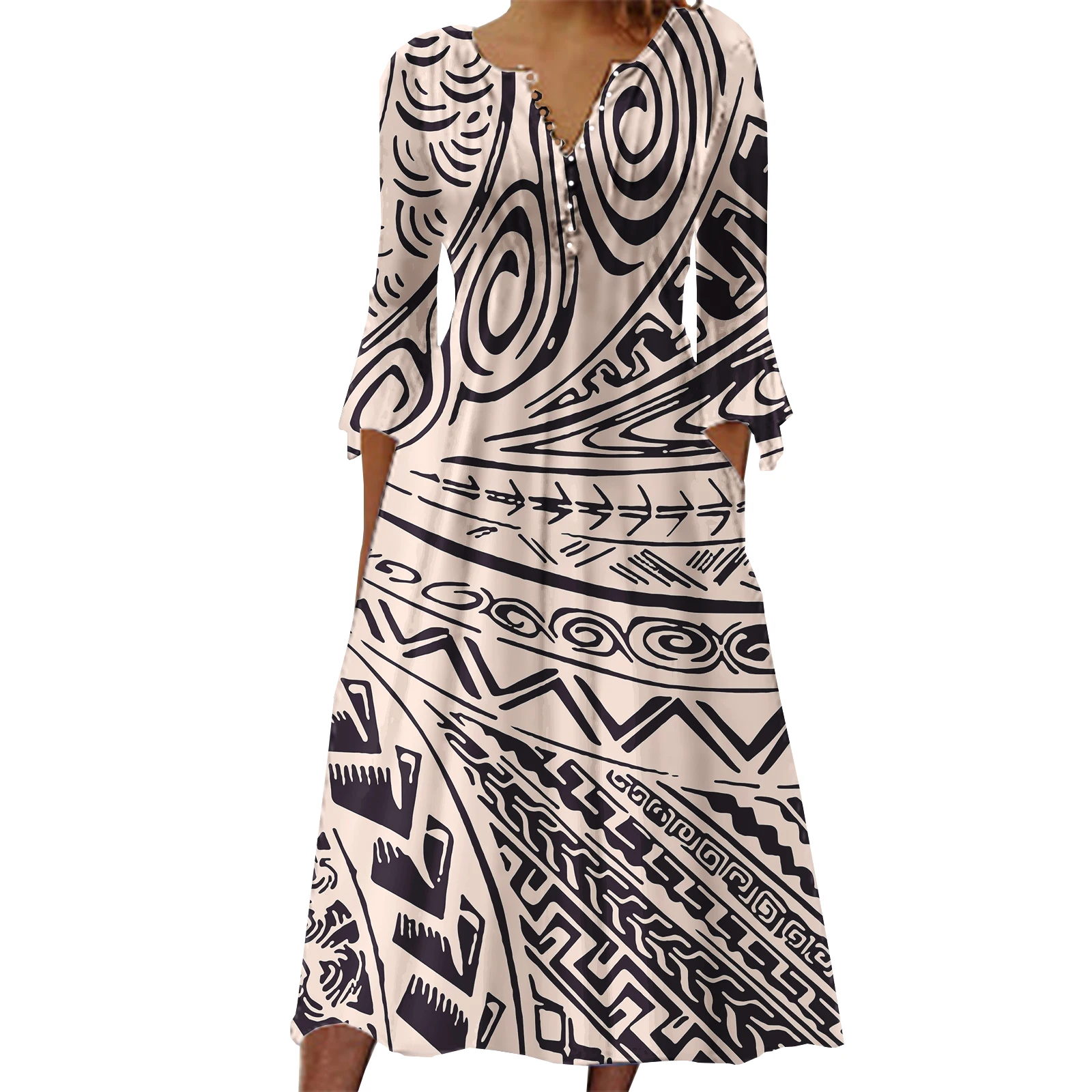 Customizable Tropical Print A-line Hawaiian Dress For Women - Oem| Min Order 2 ct